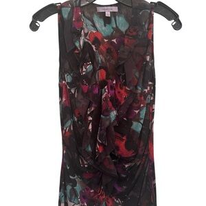 Classiques Entier  Sleeveless Floral design Blouse. Deep V Neck Size S/M.
